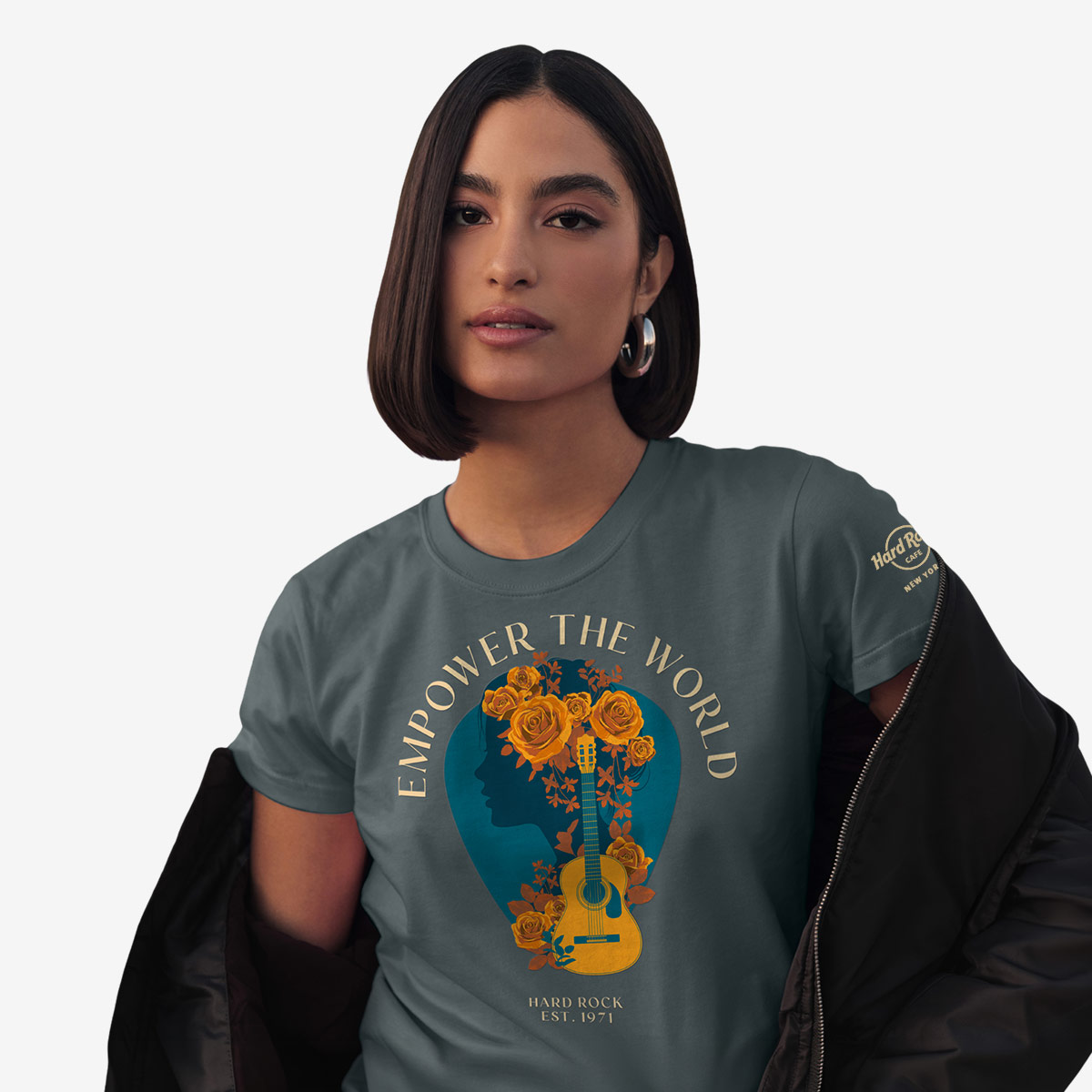 Ladies Empower The World Babydoll Tee in Gray image number 2